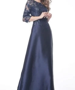 Jovani - 61170 Embellished Quarter Length Sleeve A-Line Dress