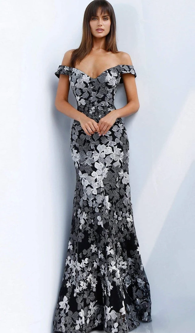 Jovani - 61380 Two Tone Embroidered Off-Shoulder Trumpet Dress 3 Jovani - 61380 Two Tone Embroidered Off-Shoulder Trumpet Dress