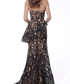 Jovani - 61524 Lace Applique Strapless Trumpet Dress