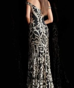 Jovani - 63349 Elaborate Metallic Sequined Off Shoulder Gown 5 Jovani - 63349 Elaborate Metallic Sequined Off Shoulder Gown