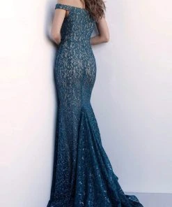 Jovani 64521 Lace Off-Shoulder Mermaid Dress With Train