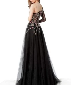Jovani - 66344 Asymmetric Sequined A-Line Dress