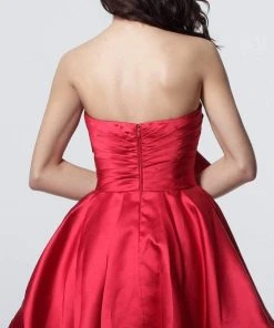 Jovani - 66698 Strapless Bow Accent Bubble Skirt Cocktail Dress