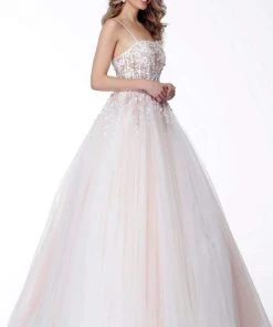 Jovani - 66725 Straight Across Beaded Tulle Ball Gown
