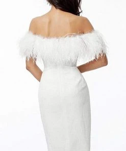 Jovani - 67118 Fringe Off Shoulder Cocktail Dress