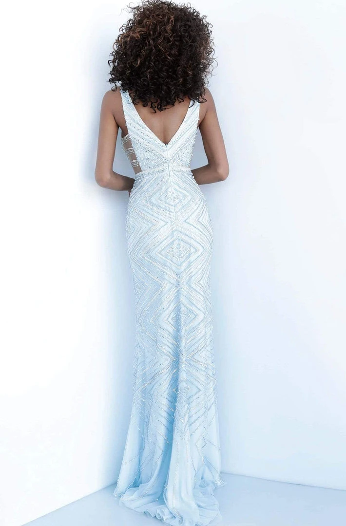 Jovani - 67668 Beaded Plunging V-Neck Sheath Dress 4 Jovani - 67668 Beaded Plunging V-Neck Sheath Dress