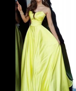 Jovani - 67847 Strapless Sweetheart Neckline Satin A-Line Prom Gown