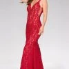 Jovani - Fitted Lace Prom Dress 48994