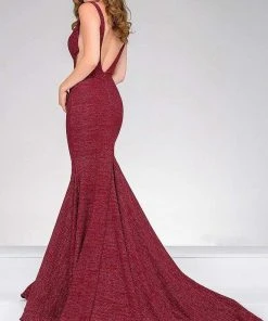 Jovani - Fitted Plunging V- Neckline Prom Dress 47075