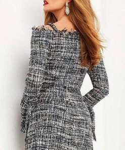 Jovani - M03273 Off Shoulder A-Line Short Dress