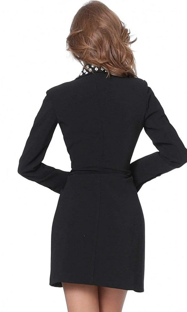 Jovani - M03416 Long Sleeve Bejeweled Collar Blazer Dress 4 Jovani - M03416 Long Sleeve Bejeweled Collar Blazer Dress