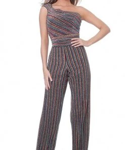Jovani - M03528 Colorful Asymmetrical Jumpsuit