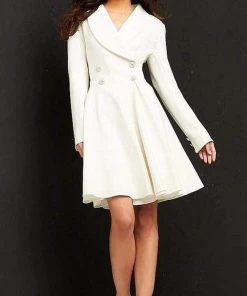 Jovani - M04302 Long Sleeve Collared Wrap Style Dress