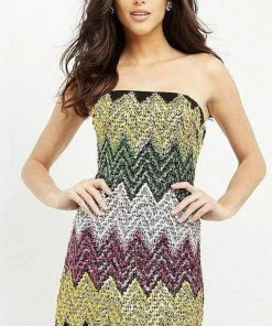 Jovani - M05036 Zigzag Embellished Colorful Dress