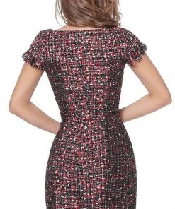 Jovani - M1042 Beaded Bateau Sheath Cocktail Dress 5 Jovani - M1042 Beaded Bateau Sheath Cocktail Dress