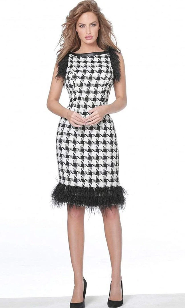 Jovani - M1045 Fringe Bateau Sheath Cocktail Dress 6 Jovani - M1045 Fringe Bateau Sheath Cocktail Dress