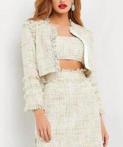 Jovani - M1143 Woven Fabric Three Piece Set