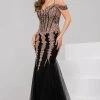 Jovani - Sequined Off The Shoulder Tulle Mermaid Dress 51115