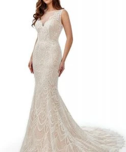 Lo'Adoro Bridal By Rachel Allan - M753 Sheer Neckline Mermaid Gown