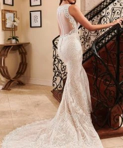 Lo'Adoro Bridal By Rachel Allan - M753 Sheer Neckline Mermaid Gown
