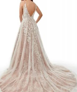 Lo'Adoro Bridal By Rachel Allan - M758 Plunged V Neck A-Line Gown 9 Lo'Adoro Bridal By Rachel Allan - M758 Plunged V Neck A-Line Gown