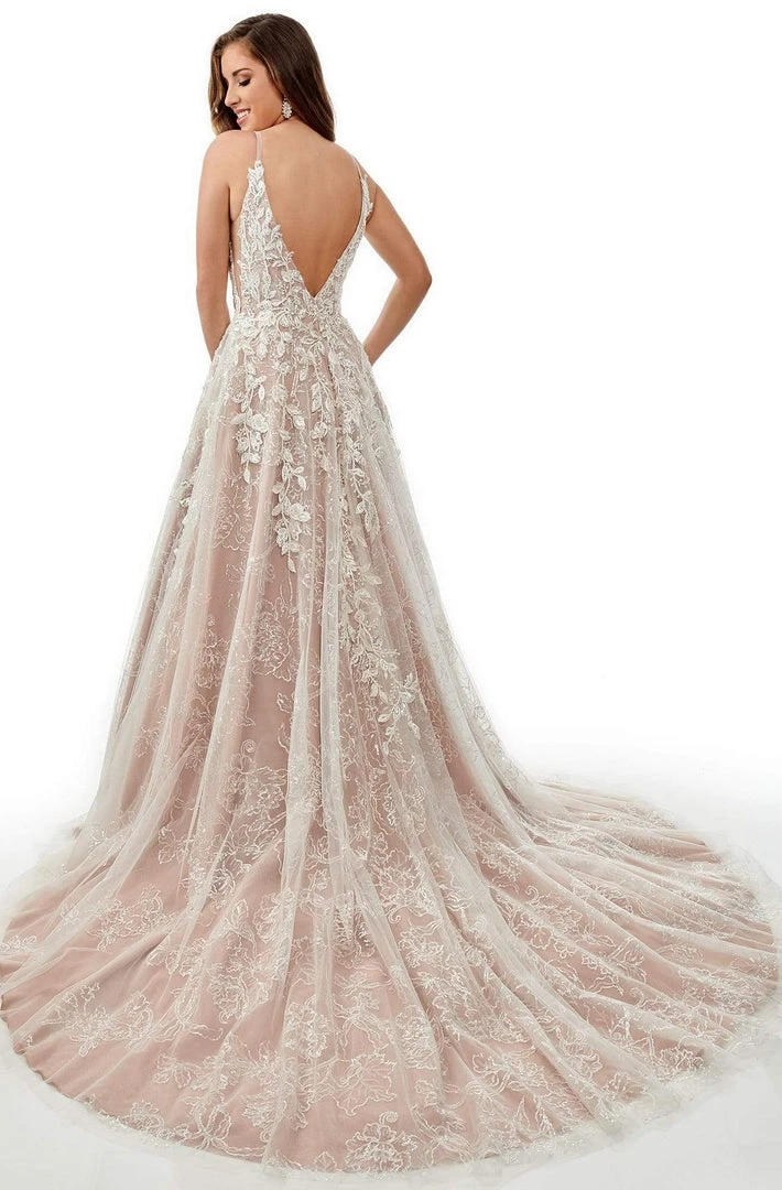 Lo'Adoro Bridal By Rachel Allan - M758 Plunged V Neck A-Line Gown 4 Lo'Adoro Bridal By Rachel Allan - M758 Plunged V Neck A-Line Gown