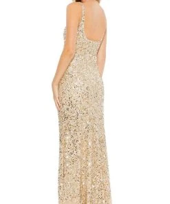 Mac Duggal - 10705 Sequined Scoop Neck Sheath Dress