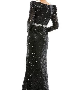 Mac Duggal - 10736 Puffed Long Sleeve Sheath Gown 6 Mac Duggal - 10736 Puffed Long Sleeve Sheath Gown