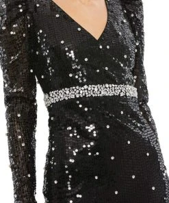 Mac Duggal - 10736 Puffed Long Sleeve Sheath Gown 7 Mac Duggal - 10736 Puffed Long Sleeve Sheath Gown