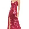 Mac Duggal - 10737 Sequined V Neck Long Sheath Dress 2 Mac Duggal - 10737 Sequined V Neck Long Sheath Dress