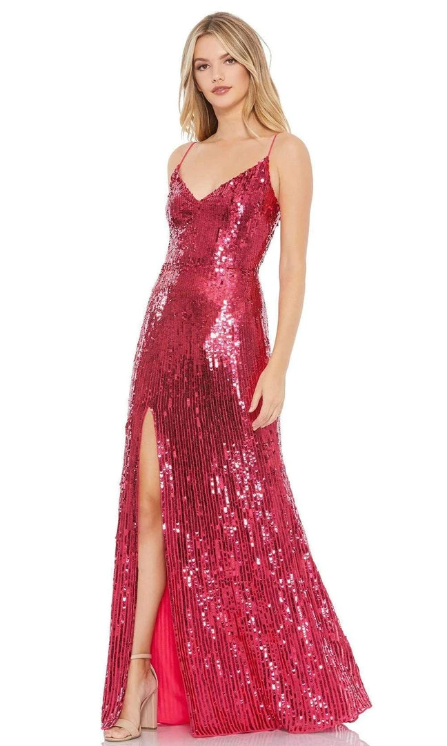 Mac Duggal - 10737 Sequined V Neck Long Sheath Dress 3 Mac Duggal - 10737 Sequined V Neck Long Sheath Dress