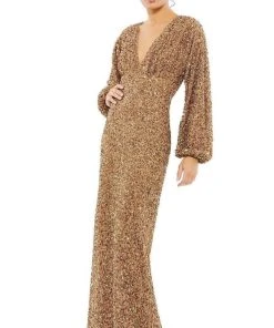 Mac Duggal - 10791 Bishop Sleeve Sequin Gown