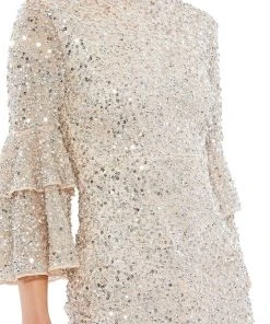 Mac Duggal 10802 - Tiered Ruffle Sleeve Cocktail Dress