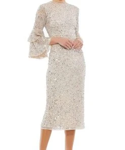 Mac Duggal 10802 - Tiered Ruffle Sleeve Cocktail Dress