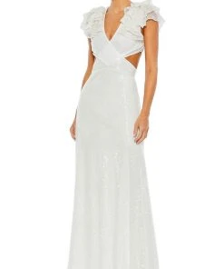 Mac Duggal - 10829 Flutter Sleeve Cutout Sequin Gown 9 Mac Duggal - 10829 Flutter Sleeve Cutout Sequin Gown