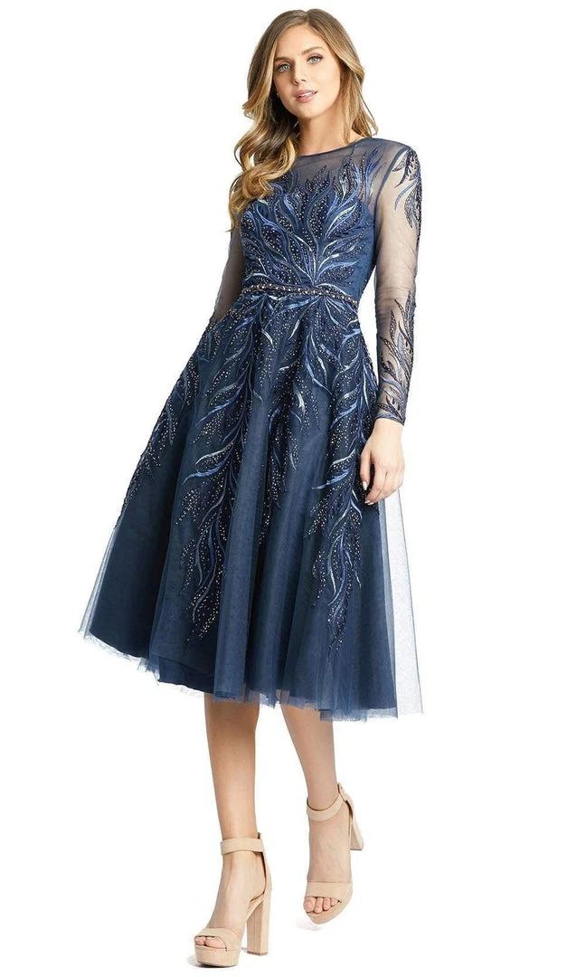 Mac Duggal - 11136 Embroidered Long Sleeve A-Line Dress 3 Mac Duggal - 11136 Embroidered Long Sleeve A-Line Dress