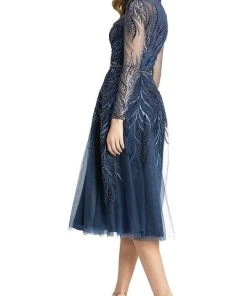 Mac Duggal - 11136 Embroidered Long Sleeve A-Line Dress 6 Mac Duggal - 11136 Embroidered Long Sleeve A-Line Dress