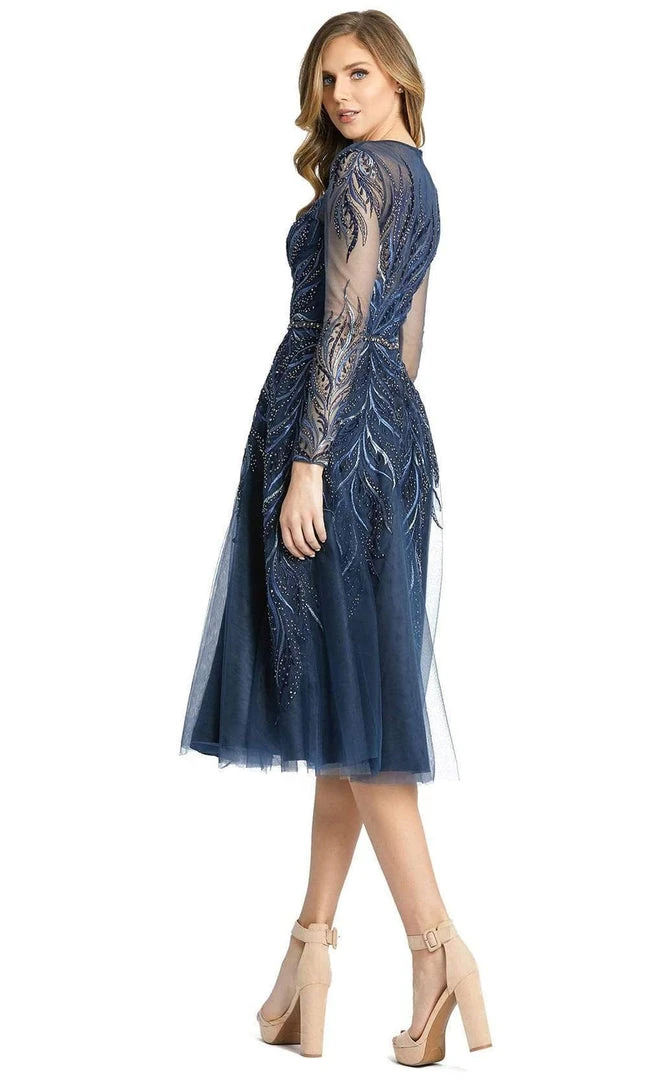 Mac Duggal - 11136 Embroidered Long Sleeve A-Line Dress 4 Mac Duggal - 11136 Embroidered Long Sleeve A-Line Dress