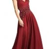 Mac Duggal - 11152 Floral Applique V Neck A-Line Gown 1 Mac Duggal - 11152 Floral Applique V Neck A-Line Gown