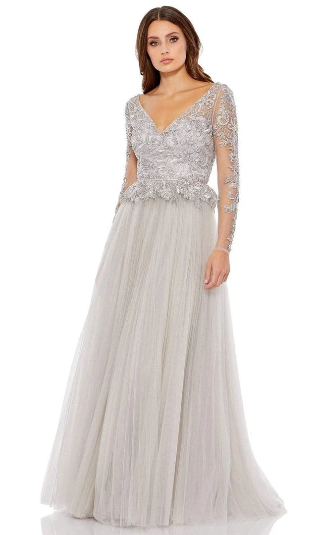 Mac Duggal - 11168 Embroidered Lace Illusion Long Sleeve A-Line Gown 3 Mac Duggal - 11168 Embroidered Lace Illusion Long Sleeve A-Line Gown
