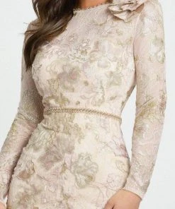 Mac Duggal - 11174 Long Sleeve Floral Accented Long Gown 7 Mac Duggal - 11174 Long Sleeve Floral Accented Long Gown