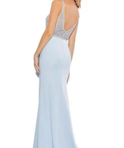 Mac Duggal - 11203 Ruffled Peplum High Slit Trumpet Gown