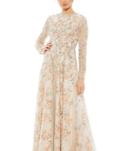 Mac Duggal - 11219 Subtle Floral A-line Beaded Dress