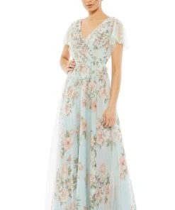 Mac Duggal - 11220 V-Neck Floral Beaded Dress