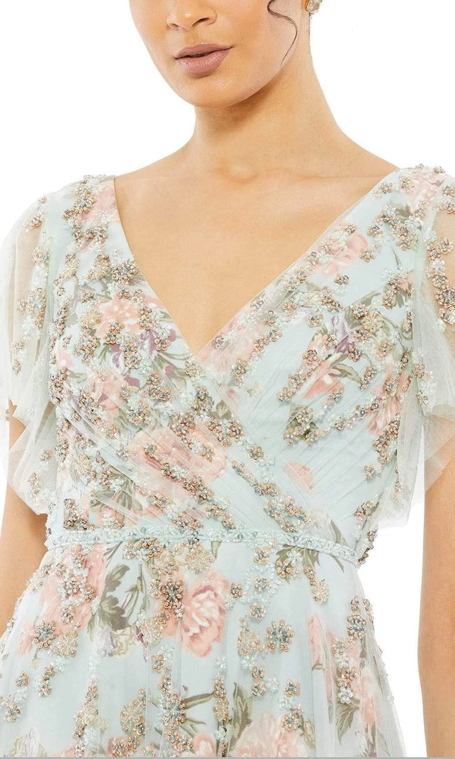 Mac Duggal - 11220 V-Neck Floral Beaded Dress 5 Mac Duggal - 11220 V-Neck Floral Beaded Dress