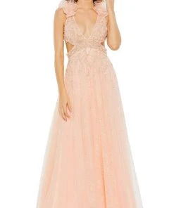 Mac Duggal 11269 - Ruffled Sleeveless V-neck Evening Dress