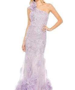 Mac Duggal - 11300 Asymmetric Embroidered Long Gown