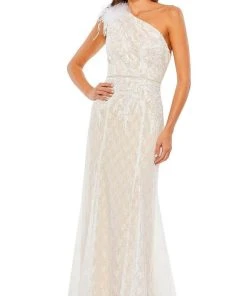 Mac Duggal 11317 - Asymmetric Lace Evening Gown