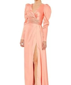 Mac Duggal - 12404 Puff Sleeve Wrap Gown