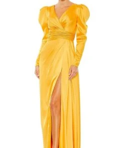 Mac Duggal - 12404 Puff Sleeve Wrap Gown